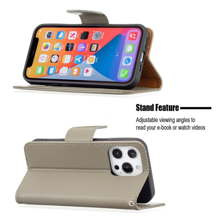 For iPhone 13 Litchi Texture Pure Color Horizontal Flip Leather Case with Holder & Card Slots & Wallet & Lanyard