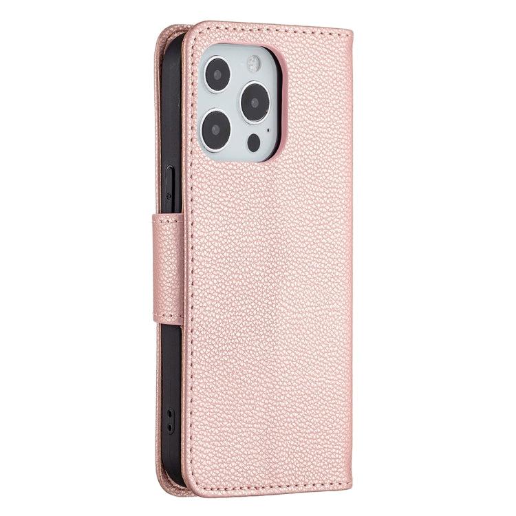 For iPhone 13 Pro Litchi Texture Pure Color Horizontal Flip Leather Case with Holder & Card Slots & Wallet & Lanyard