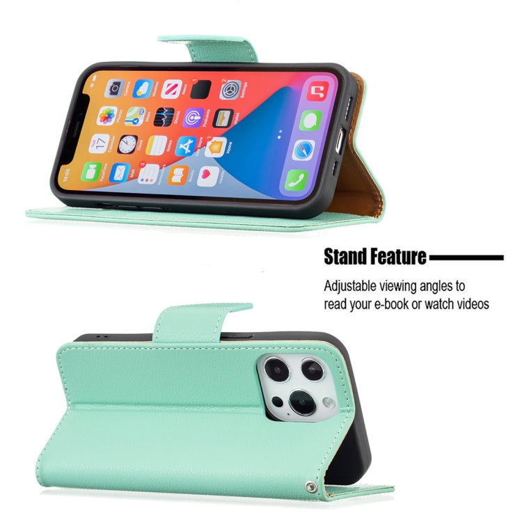 For iPhone 13 Pro Litchi Texture Pure Color Horizontal Flip Leather Case with Holder & Card Slots & Wallet & Lanyard