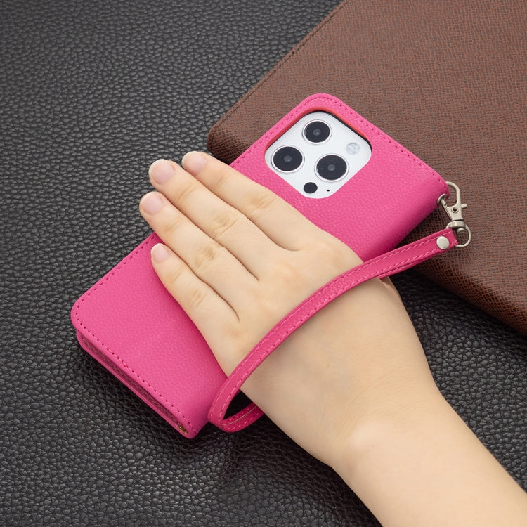 For iPhone 13 Pro Litchi Texture Pure Color Horizontal Flip Leather Case with Holder & Card Slots & Wallet & Lanyard