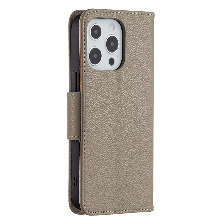 For iPhone 13 Pro Litchi Texture Pure Color Horizontal Flip Leather Case with Holder & Card Slots & Wallet & Lanyard