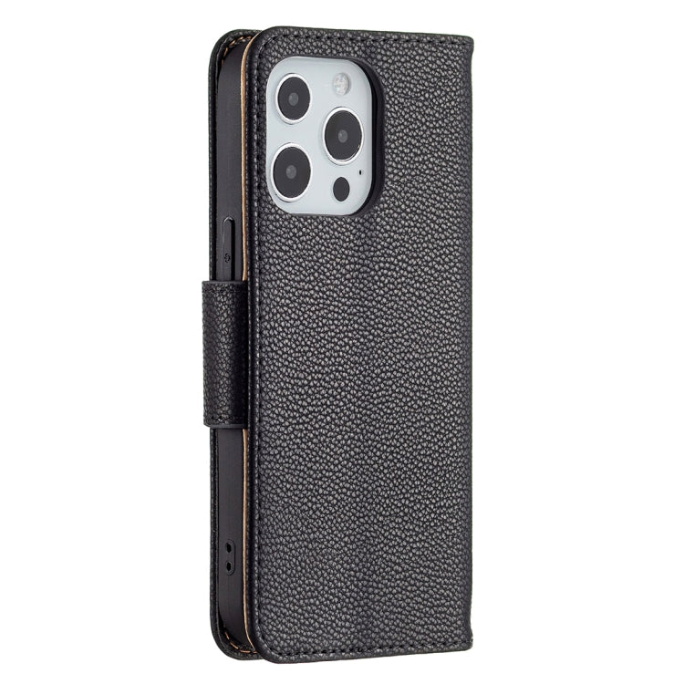 For iPhone 13 Pro Max Litchi Texture Pure Color Horizontal Flip Leather Case with Holder & Card Slots & Wallet & Lanyard