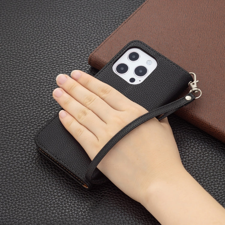 For iPhone 13 Pro Max Litchi Texture Pure Color Horizontal Flip Leather Case with Holder & Card Slots & Wallet & Lanyard