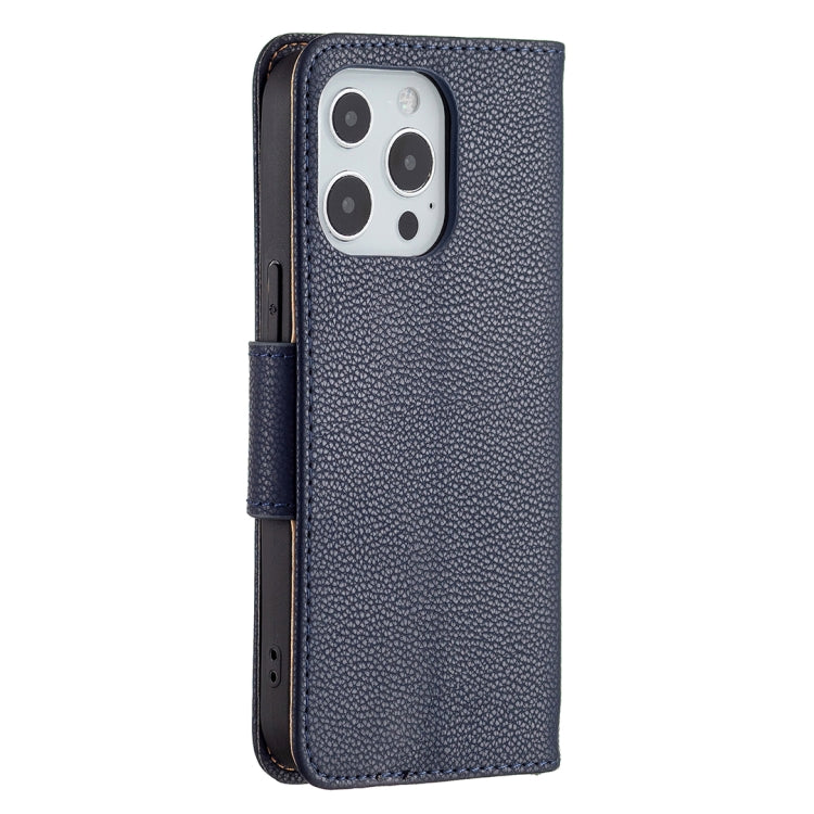 For iPhone 13 Pro Max Litchi Texture Pure Color Horizontal Flip Leather Case with Holder & Card Slots & Wallet & Lanyard