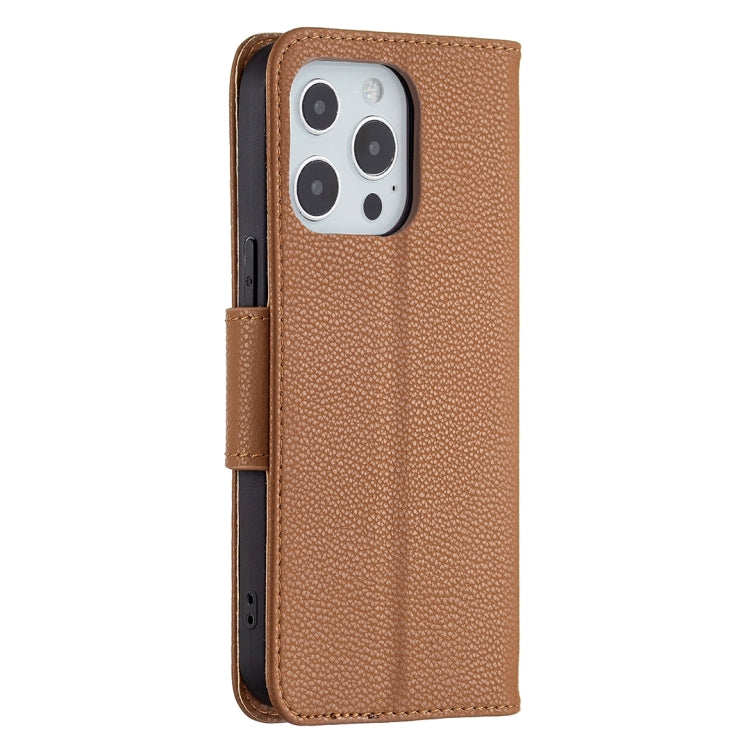 For iPhone 13 Pro Max Litchi Texture Pure Color Horizontal Flip Leather Case with Holder & Card Slots & Wallet & Lanyard