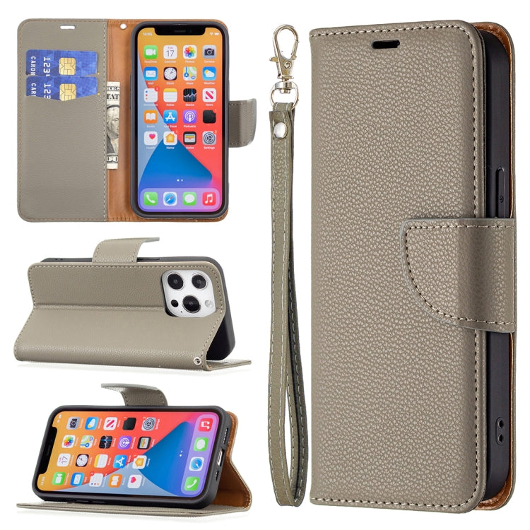 For iPhone 13 Pro Max Litchi Texture Pure Color Horizontal Flip Leather Case with Holder & Card Slots & Wallet & Lanyard
