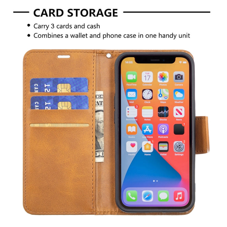 For iPhone 13 mini  Retro Lambskin Texture Pure Color Horizontal Flip PU Leather Case, with Holder & Card Slots & Wallet & Lanyard