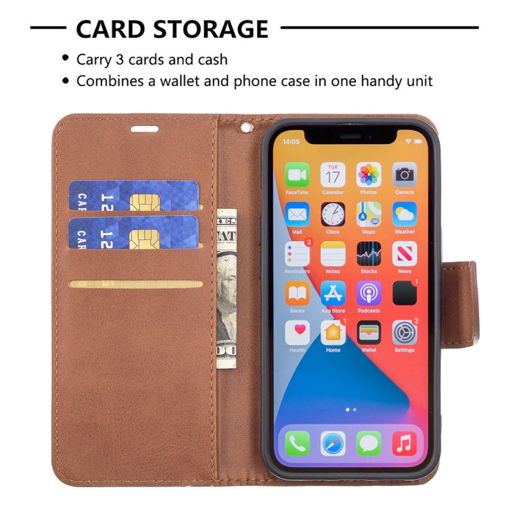 For iPhone 13 mini  Retro Lambskin Texture Pure Color Horizontal Flip PU Leather Case, with Holder & Card Slots & Wallet & Lanyard