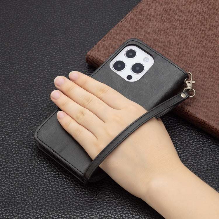 For iPhone 13 Retro Lambskin Texture Pure Color Horizontal Flip PU Leather Case, with Holder & Card Slots & Wallet & Lanyard