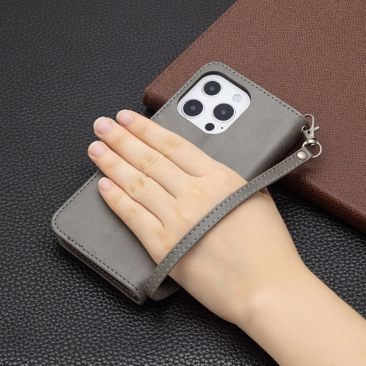 For iPhone 13 Retro Lambskin Texture Pure Color Horizontal Flip PU Leather Case, with Holder & Card Slots & Wallet & Lanyard
