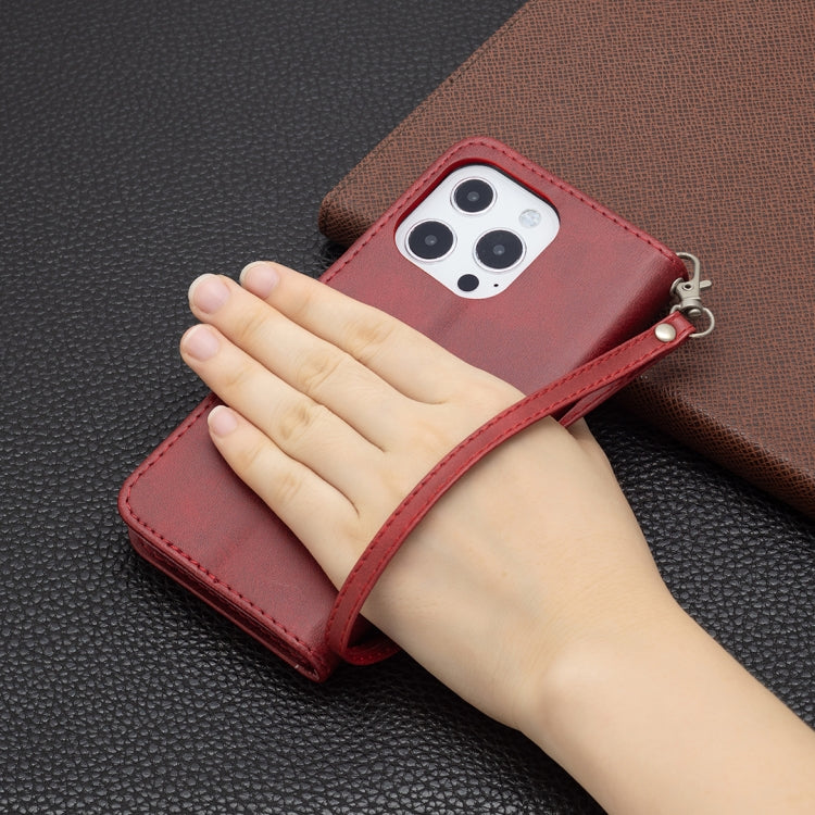For iPhone 13 Retro Lambskin Texture Pure Color Horizontal Flip PU Leather Case, with Holder & Card Slots & Wallet & Lanyard