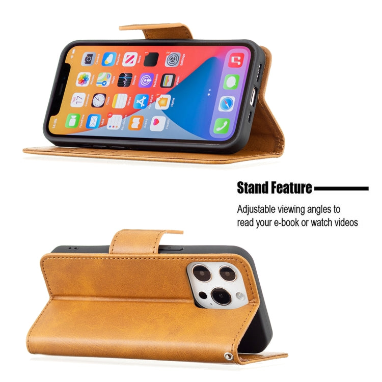 For iPhone 13 Retro Lambskin Texture Pure Color Horizontal Flip PU Leather Case, with Holder & Card Slots & Wallet & Lanyard