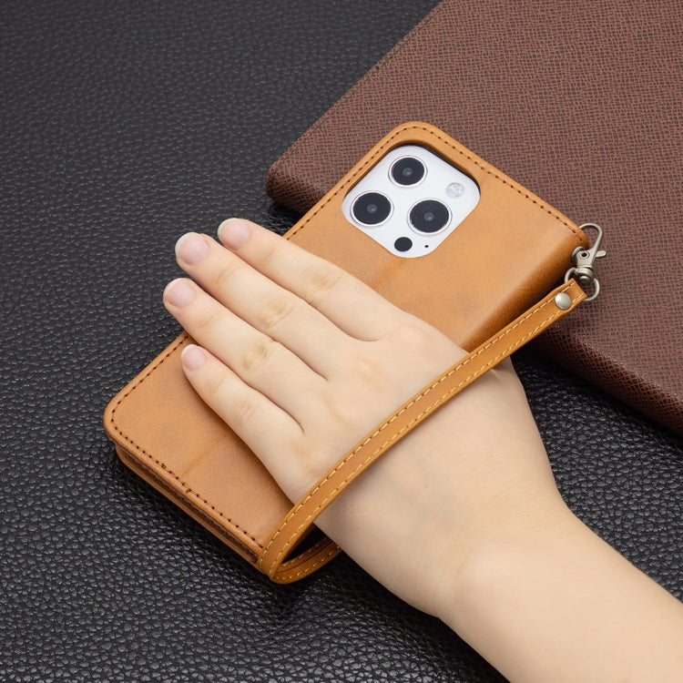 For iPhone 13 Retro Lambskin Texture Pure Color Horizontal Flip PU Leather Case, with Holder & Card Slots & Wallet & Lanyard