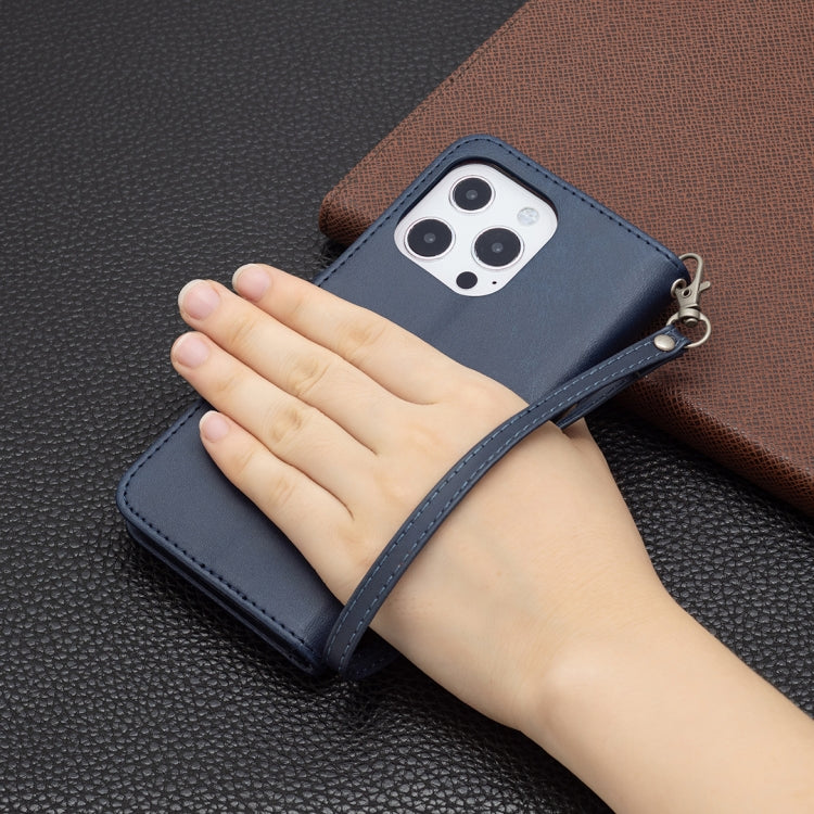 For iPhone 13 Retro Lambskin Texture Pure Color Horizontal Flip PU Leather Case, with Holder & Card Slots & Wallet & Lanyard