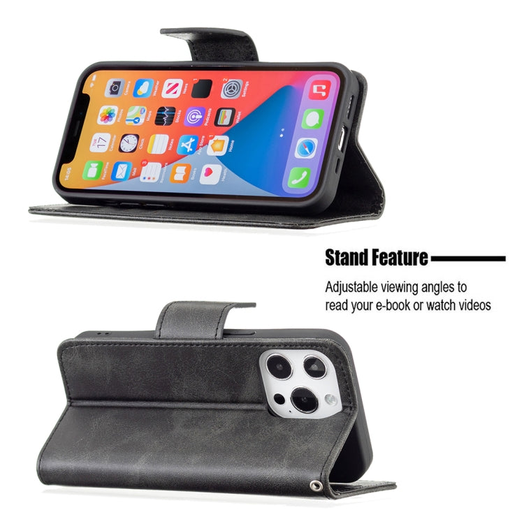 For iPhone 13 Pro Retro Lambskin Texture Pure Color Horizontal Flip PU Leather Case, with Holder & Card Slots & Wallet & Lanyard
