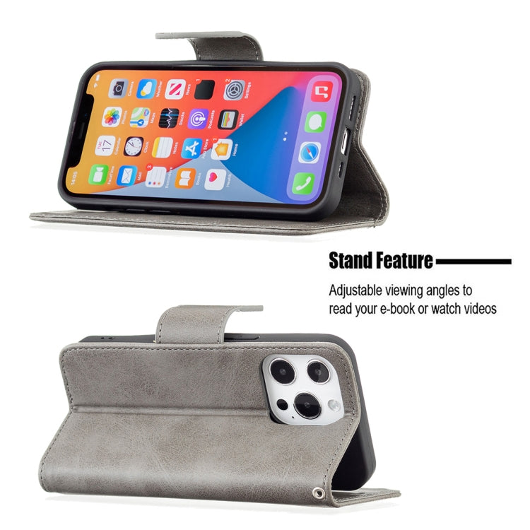 For iPhone 13 Pro Retro Lambskin Texture Pure Color Horizontal Flip PU Leather Case, with Holder & Card Slots & Wallet & Lanyard