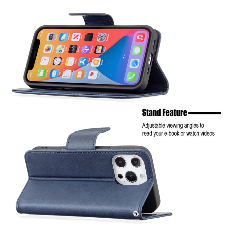 For iPhone 13 Pro Retro Lambskin Texture Pure Color Horizontal Flip PU Leather Case, with Holder & Card Slots & Wallet & Lanyard