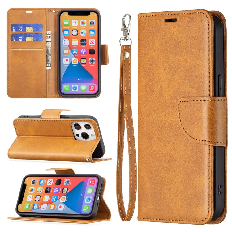 For iPhone 13 Pro Max  Retro Lambskin Texture Pure Color Horizontal Flip PU Leather Case, with Holder & Card Slots & Wallet & Lanyard