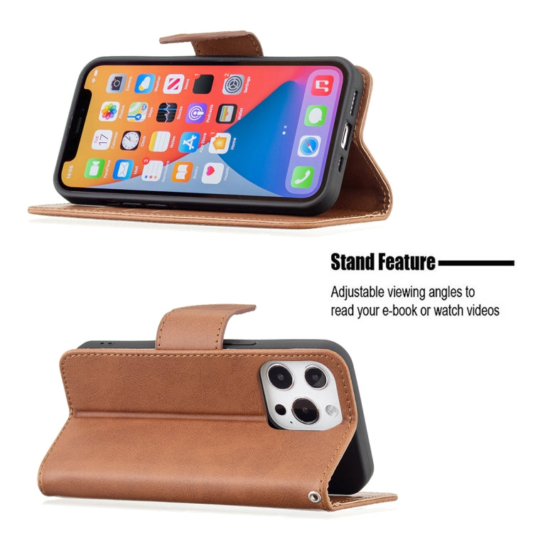 For iPhone 13 Pro Max  Retro Lambskin Texture Pure Color Horizontal Flip PU Leather Case, with Holder & Card Slots & Wallet & Lanyard