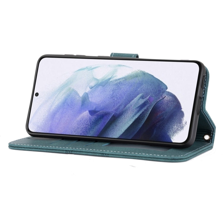 For Samsung Galaxy S21 5G Embossed Striped Magnetic Buckle PU + TPU Horizontal Flip Leather Case with Holder & Card Slot & Wallet & Photo Frame & Sling