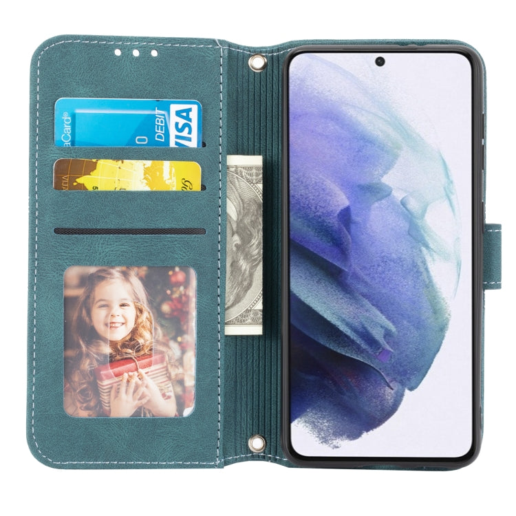 For Samsung Galaxy S21+ 5G Embossed Striped Magnetic Buckle PU + TPU Horizontal Flip Leather Case with Holder & Card Slot & Wallet & Photo Frame & Sling