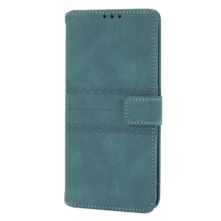 For Samsung Galaxy A02s 164mm Embossed Striped Magnetic Buckle PU + TPU Horizontal Flip Leather Case with Holder & Card Slot & Wallet & Photo Frame & Sling