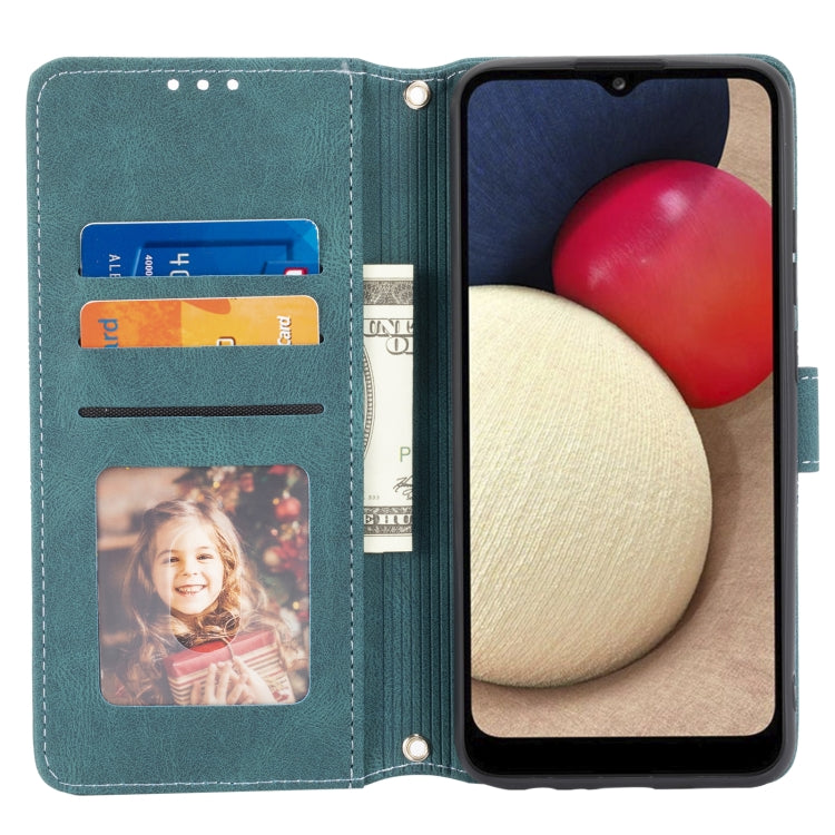For Samsung Galaxy A03s 164mm Embossed Striped Magnetic Buckle PU + TPU Horizontal Flip Leather Case with Holder & Card Slot & Wallet & Photo Frame & Sling