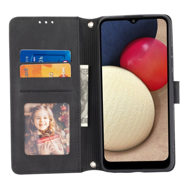 For Samsung Galaxy A03s 164mm Embossed Striped Magnetic Buckle PU + TPU Horizontal Flip Leather Case with Holder & Card Slot & Wallet & Photo Frame & Sling