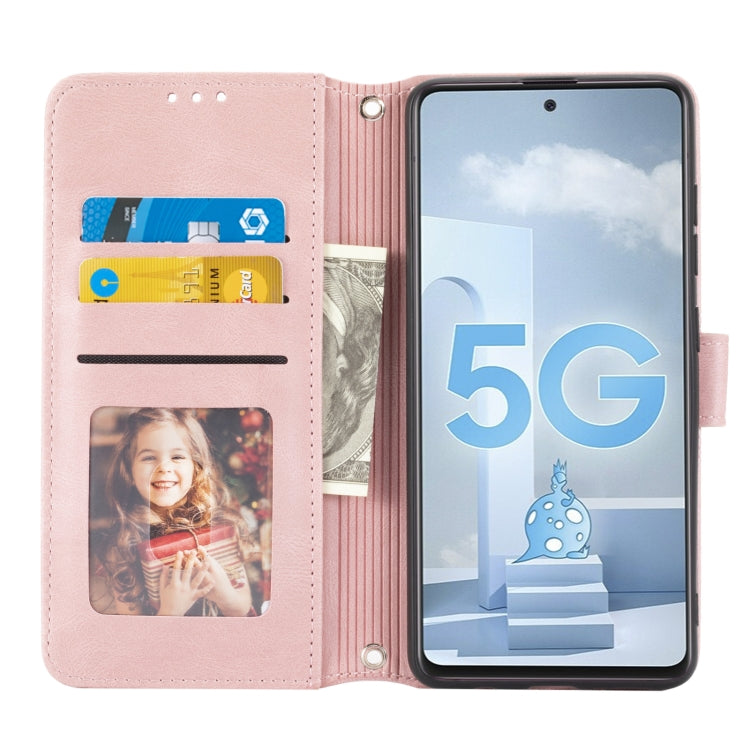 For Samsung Galaxy A71 Embossed Striped Magnetic Buckle PU + TPU Horizontal Flip Leather Case with Holder & Card Slot & Wallet & Photo Frame & Sling