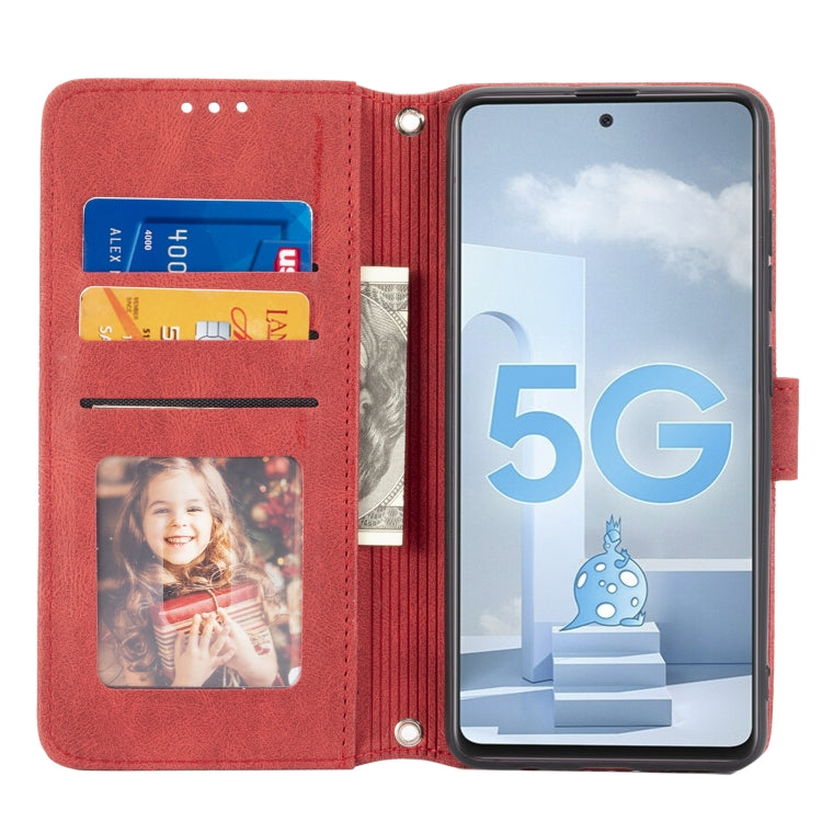 For Samsung Galaxy A71 Embossed Striped Magnetic Buckle PU + TPU Horizontal Flip Leather Case with Holder & Card Slot & Wallet & Photo Frame & Sling