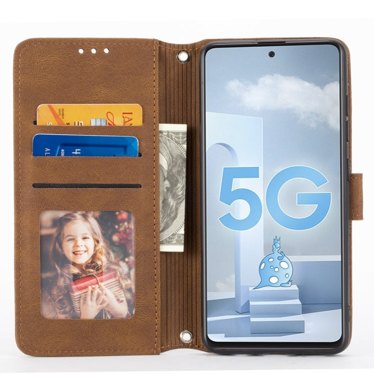 For Samsung Galaxy A71 Embossed Striped Magnetic Buckle PU + TPU Horizontal Flip Leather Case with Holder & Card Slot & Wallet & Photo Frame & Sling