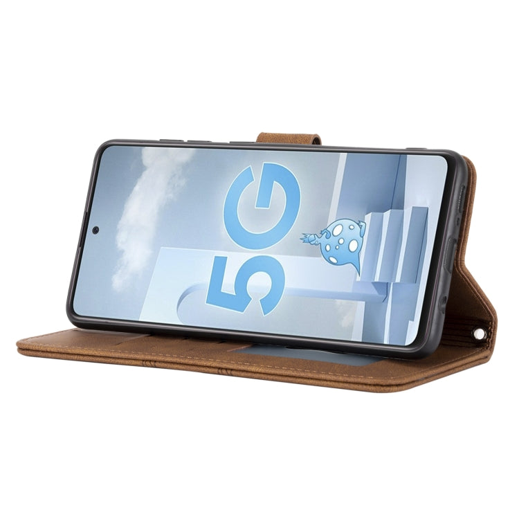 For Samsung Galaxy A71 Embossed Striped Magnetic Buckle PU + TPU Horizontal Flip Leather Case with Holder & Card Slot & Wallet & Photo Frame & Sling