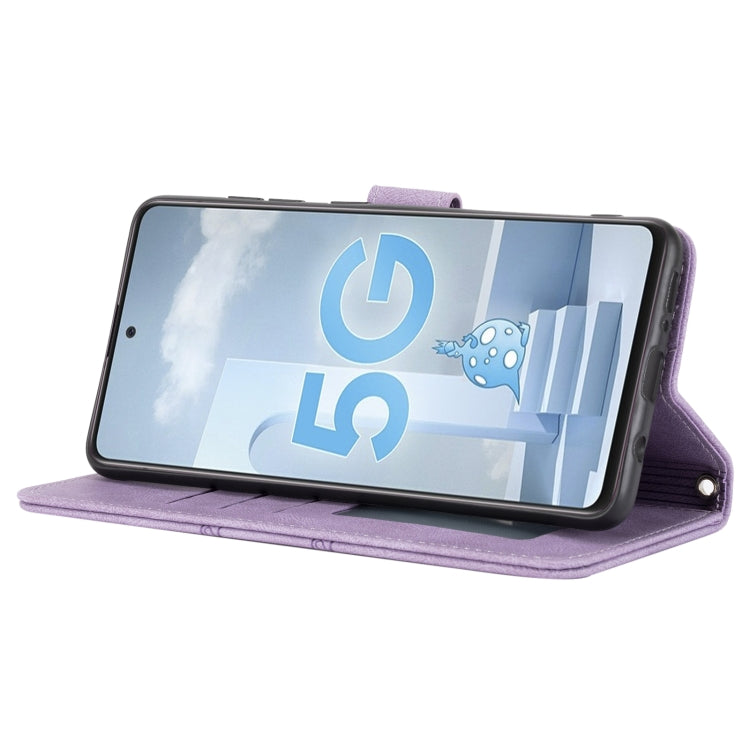 For Samsung Galaxy A71 Embossed Striped Magnetic Buckle PU + TPU Horizontal Flip Leather Case with Holder & Card Slot & Wallet & Photo Frame & Sling