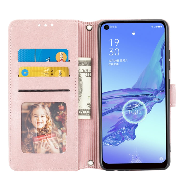 For Samsung Galaxy A32 4G Embossed Striped Magnetic Buckle PU + TPU Horizontal Flip Leather Case with Holder & Card Slot & Wallet & Photo Frame & Sling