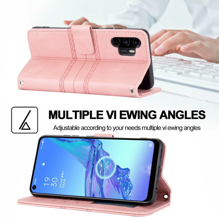 For Samsung Galaxy A32 4G Embossed Striped Magnetic Buckle PU + TPU Horizontal Flip Leather Case with Holder & Card Slot & Wallet & Photo Frame & Sling