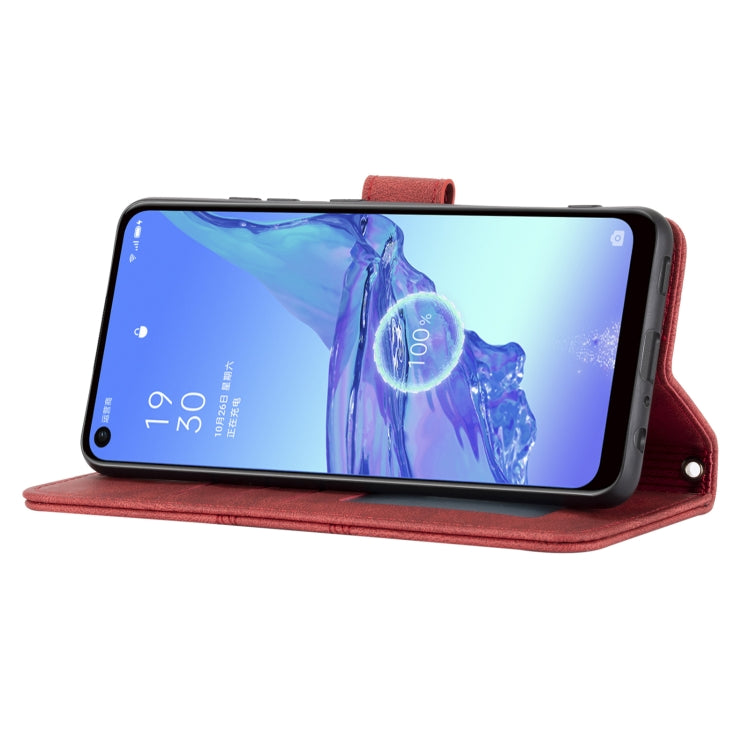 For Samsung Galaxy A32 4G Embossed Striped Magnetic Buckle PU + TPU Horizontal Flip Leather Case with Holder & Card Slot & Wallet & Photo Frame & Sling