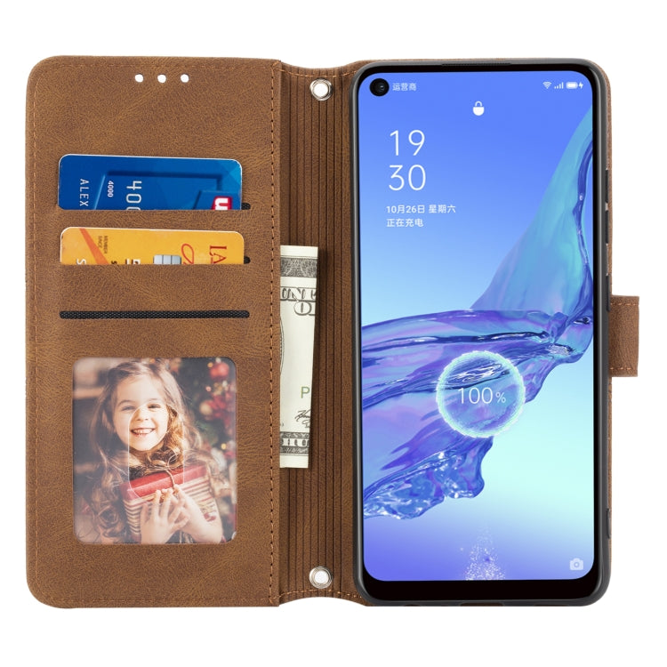 For Samsung Galaxy A32 4G Embossed Striped Magnetic Buckle PU + TPU Horizontal Flip Leather Case with Holder & Card Slot & Wallet & Photo Frame & Sling
