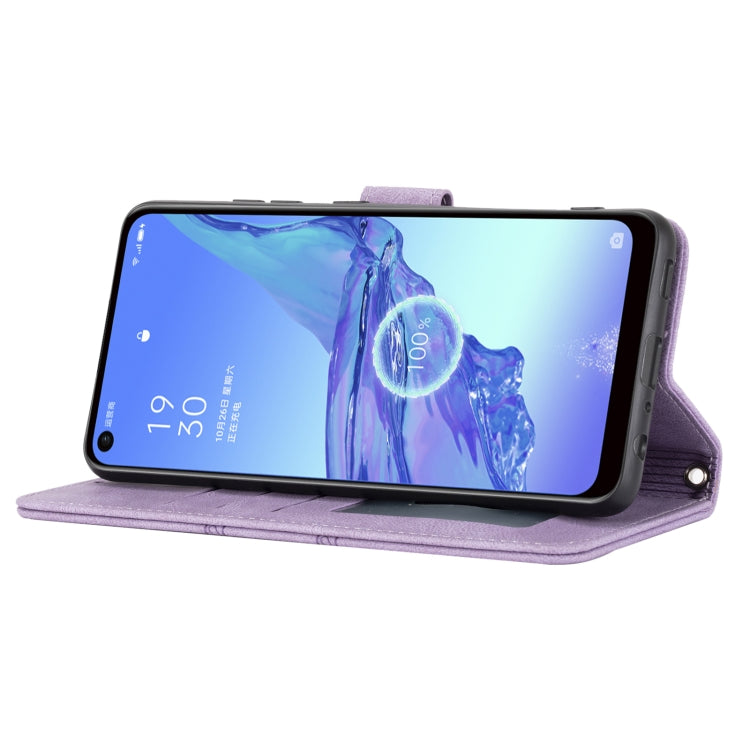 For Samsung Galaxy A32 4G Embossed Striped Magnetic Buckle PU + TPU Horizontal Flip Leather Case with Holder & Card Slot & Wallet & Photo Frame & Sling