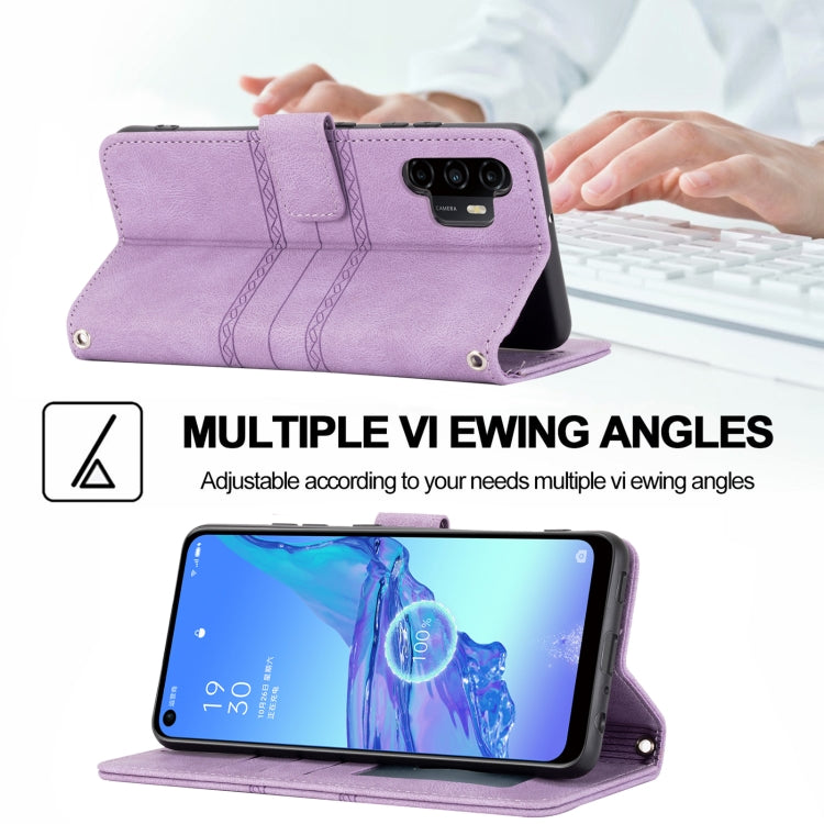 For Samsung Galaxy A32 4G Embossed Striped Magnetic Buckle PU + TPU Horizontal Flip Leather Case with Holder & Card Slot & Wallet & Photo Frame & Sling