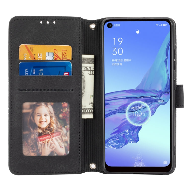 For Samsung Galaxy A32 4G Embossed Striped Magnetic Buckle PU + TPU Horizontal Flip Leather Case with Holder & Card Slot & Wallet & Photo Frame & Sling