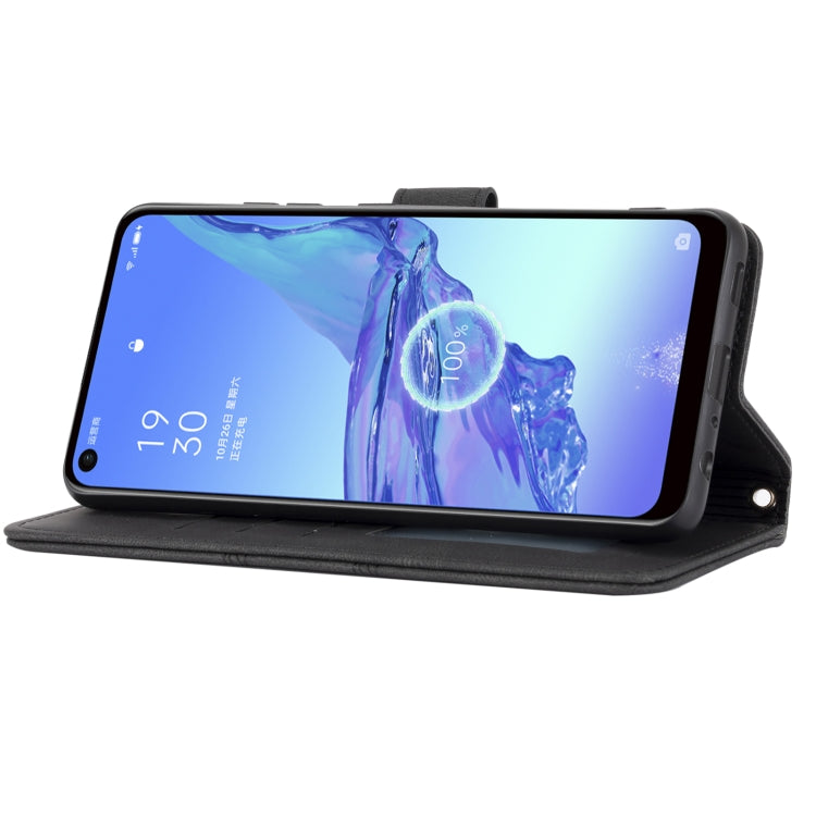 For Samsung Galaxy A32 4G Embossed Striped Magnetic Buckle PU + TPU Horizontal Flip Leather Case with Holder & Card Slot & Wallet & Photo Frame & Sling