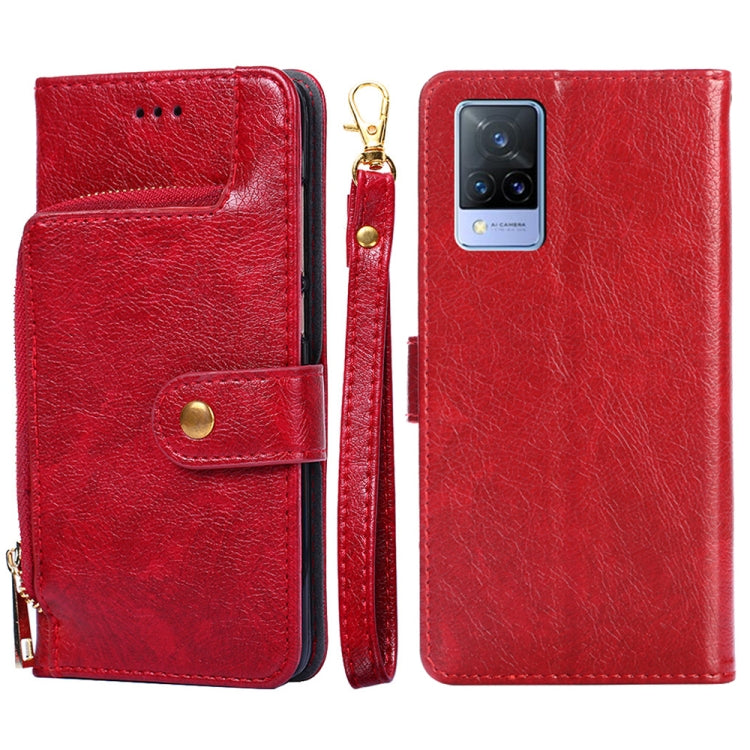 For vivo V21e 4G / Y73 2021 Zipper Bag PU + TPU Horizontal Flip Leather Case with Holder & Card Slot & Wallet & Lanyard