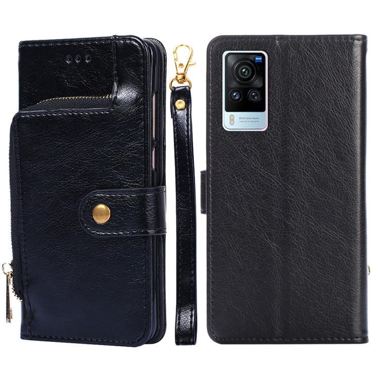 For vivo X60 Pro Zipper Bag PU + TPU Horizontal Flip Leather Case with Holder & Card Slot & Wallet & Lanyard