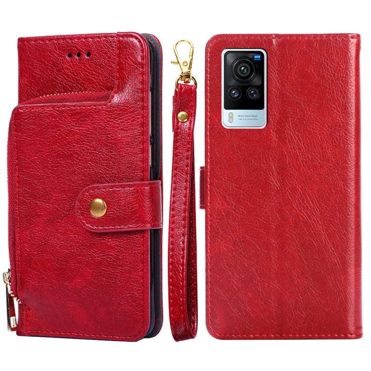 For vivo X60 Pro Zipper Bag PU + TPU Horizontal Flip Leather Case with Holder & Card Slot & Wallet & Lanyard
