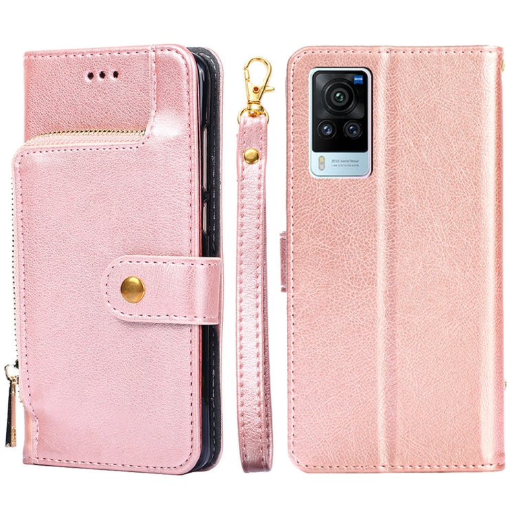 For vivo X60 Pro Zipper Bag PU + TPU Horizontal Flip Leather Case with Holder & Card Slot & Wallet & Lanyard