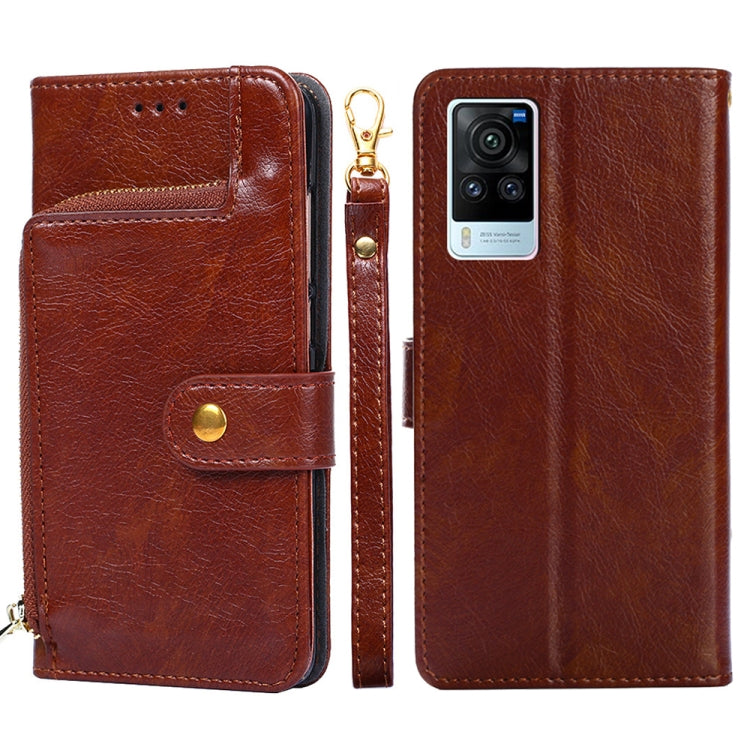 For vivo X60 Pro Zipper Bag PU + TPU Horizontal Flip Leather Case with Holder & Card Slot & Wallet & Lanyard