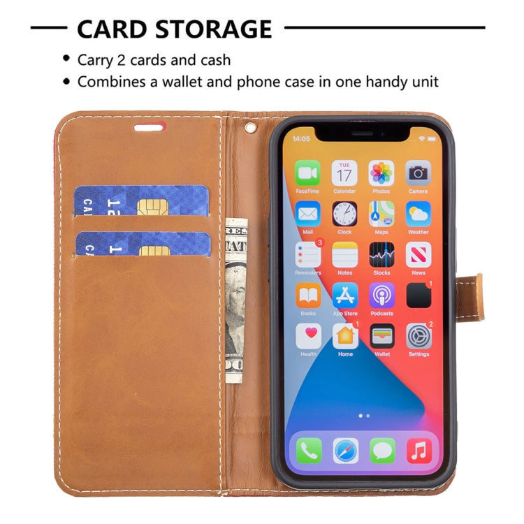 For iPhone 13 mini Color Matching Denim Texture Horizontal Flip Leather Case with Holder & Card Slots & Wallet & Lanyard