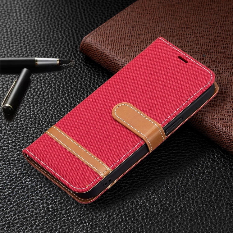 For iPhone 13 mini Color Matching Denim Texture Horizontal Flip Leather Case with Holder & Card Slots & Wallet & Lanyard
