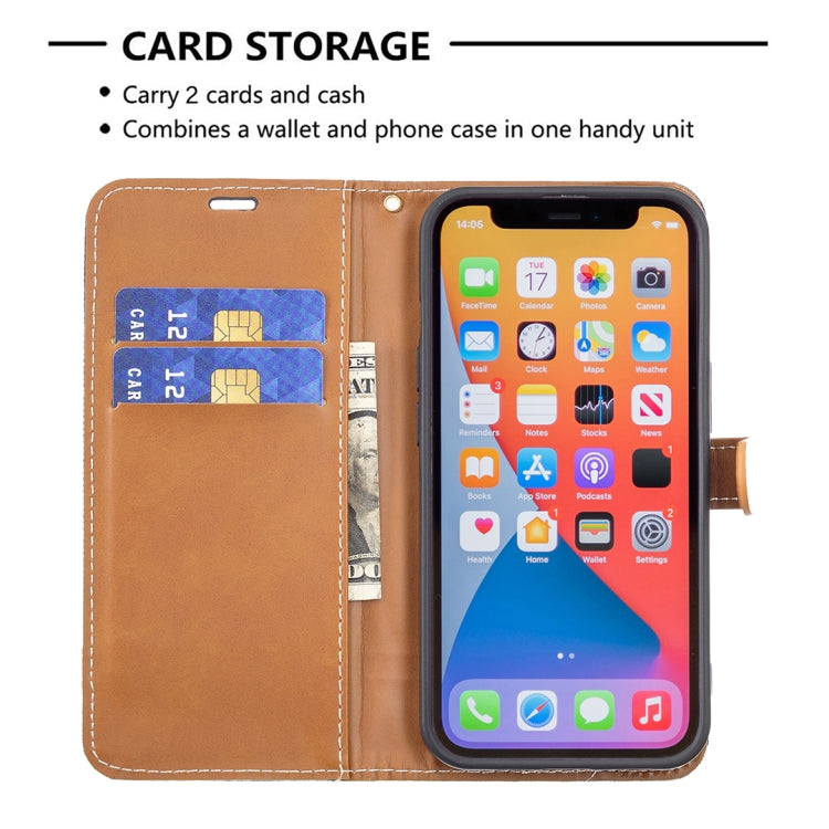 For iPhone 13 mini Color Matching Denim Texture Horizontal Flip Leather Case with Holder & Card Slots & Wallet & Lanyard