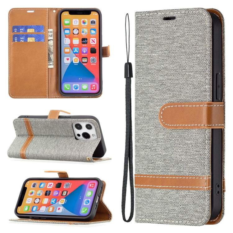 For iPhone 13 mini Color Matching Denim Texture Horizontal Flip Leather Case with Holder & Card Slots & Wallet & Lanyard